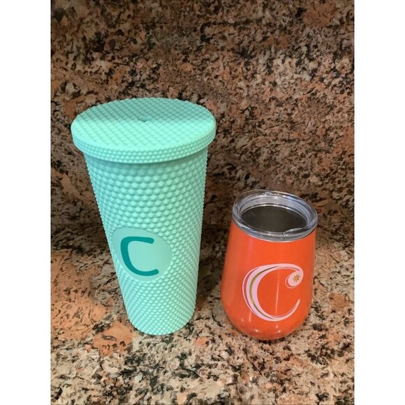 Modern Expressions Monogram "C” Tumbler 20oz Studded Textured & Cup No Straw - Picture 2 of 7
